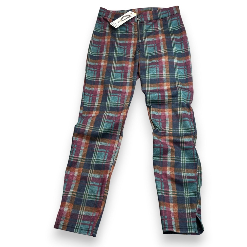 NWT HUE Tartan Loafer Skimmer Leggings Womens Size M Multi Plaid Preppy Academic